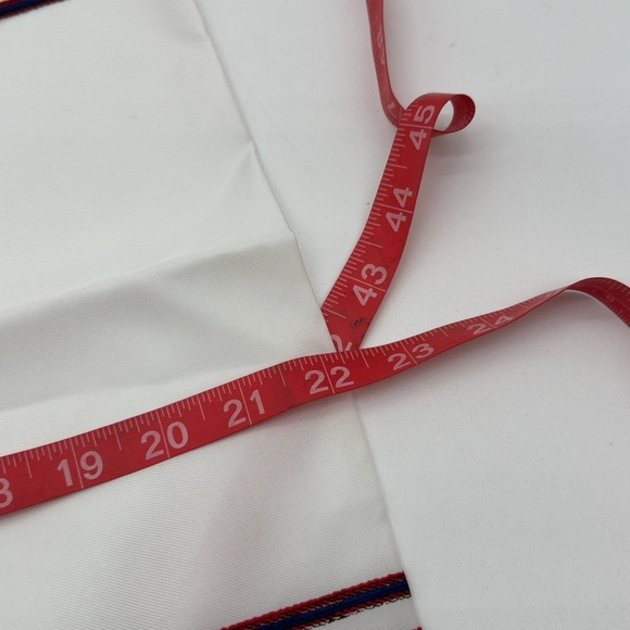 Jean Michelle Paris White Navy Red Striped  Scarf 42 X 13 Inches. - Picture 5 of 6